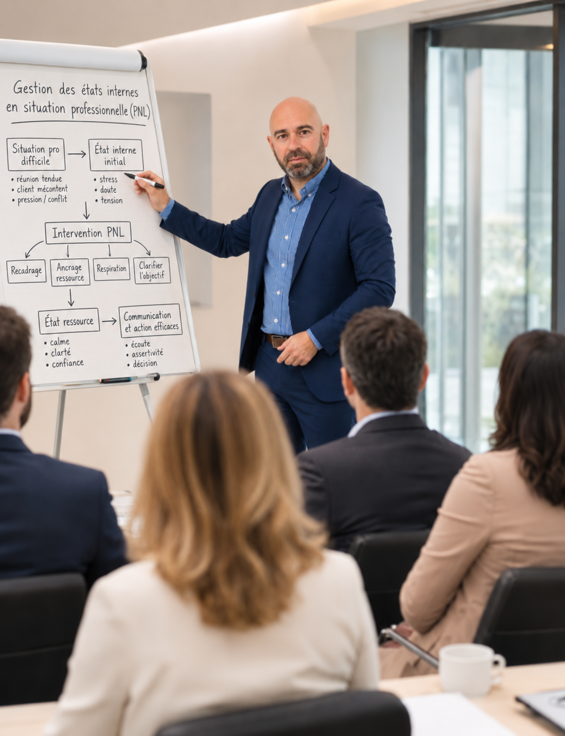 Florent Fusier anime une formation PNL Business devant un groupe de professionnels